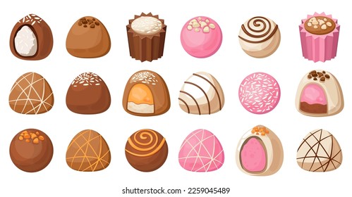 Vector image of sweets. Delicious chocolate sweets. The concept of the holiday, Valentine's day, March 8, birthday. Delicious and cute balloons