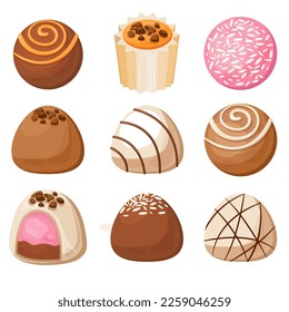 Vector image of sweets. Delicious chocolate sweets. The concept of the holiday, Valentine's day, March 8, birthday. Delicious and cute balloons