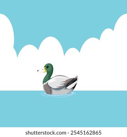 Vector Imagen de un pato nadador