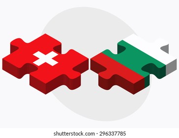 Vector Image - Switzerland and Bulgaria Flags in puzzle  isolated on white background