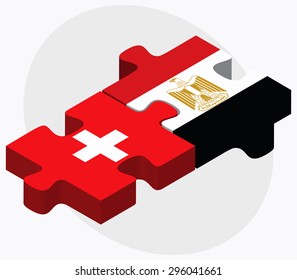 Vector Image - Switzerland and Egypt Flags in puzzle isolated on white background
