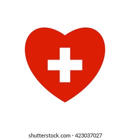 Vector image of Switzerland flag in heart on white background.