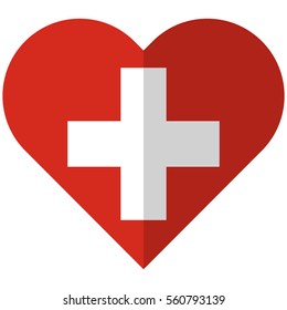 Vector image of the Switzerland flat heart flag