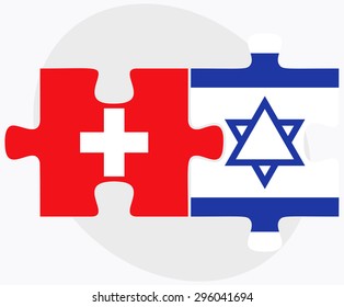 Vector Image - Switzerland and Israel Flags in puzzle isolated on white background