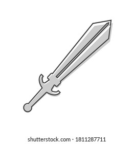 Vector image sword cartoon style on white isolated background.