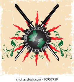 The vector image of a sword of the Samurai