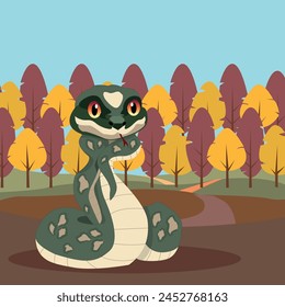 Vector image of the symbol of 2025.  Cute vector snake.