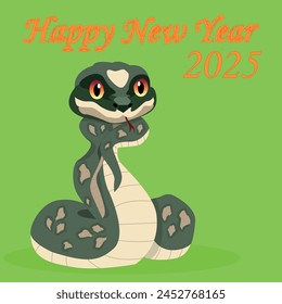 Vector image of the symbol of 2025. The new year is 2025 according to the Chinese calendar. Cute vector snake.