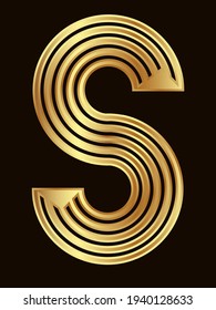 vector image of the symbol s in gold tones on a dark background