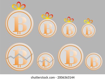 vector image symbolizes bitcoin coins sent as a gift