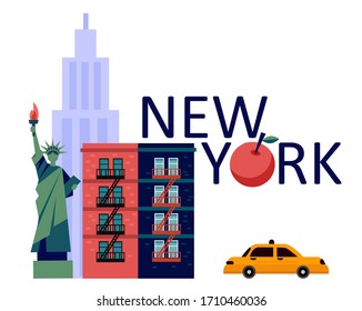 vector image with symbols of NYC