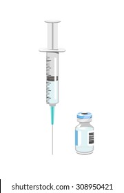 Vector Image Of A Syringe And A Vaccine Vial