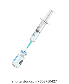 Vector image of a syringe and a vaccine vial