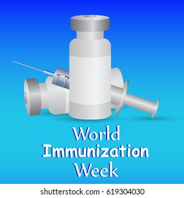 Vector image of syringe and vaccine. World Immunization Week