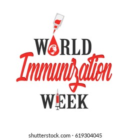 Vector Image Of Syringe And Vaccine. World Immunization Week