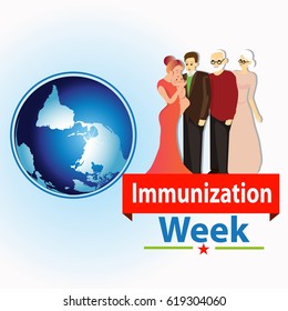 Vector image of syringe and vaccine. World Immunization Week