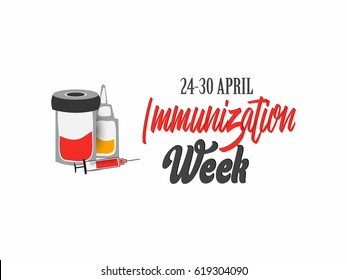 Vector Image Of Syringe And Vaccine. World Immunization Week