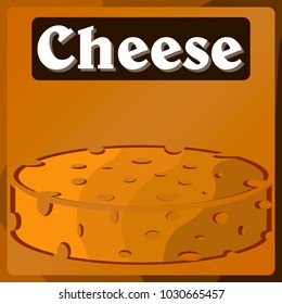 Vector image of a Table in the supermarket department with cheese products. Color pattern. Background. Stickers.