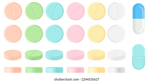 Vector image of a tablet. The concept of treatment and recovery. A health design element for apps, website and social networks. Medicinal pills.