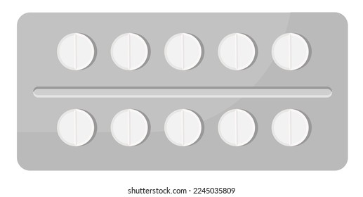 A vector image of the tablet. The concept of treatment and recovery. A health design element for apps, websites and social networks. Medicinal pills.
