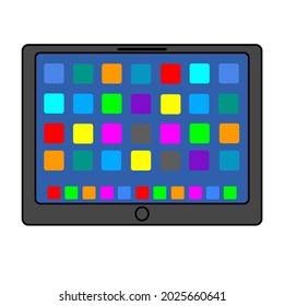 Vector image tablet, isolated on white background, grey tablet illustration