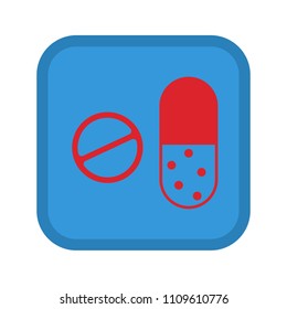 Vector image of tablets. Medicines. Pills. Capsules. Medical symbol. Fully editable image.