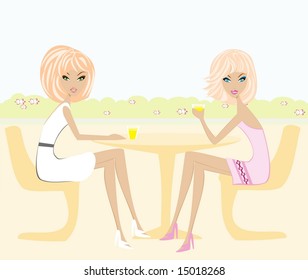 vector image of talking girls