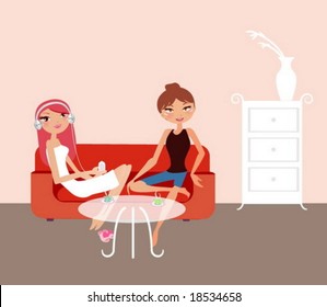vector image of talking girls