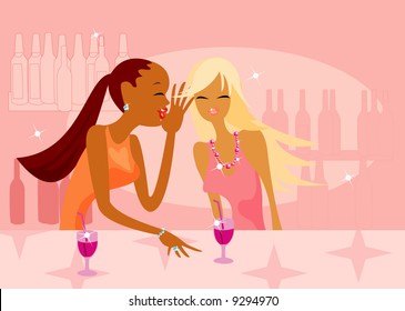 vector image of talking girls