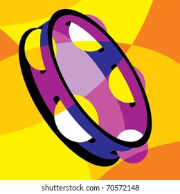 vector image tambourine. Stylization of color overlapping forms.