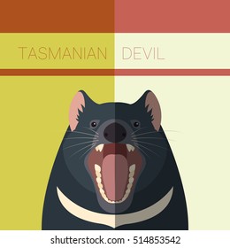 Vector image of the Tasmanian Devil flat postcard