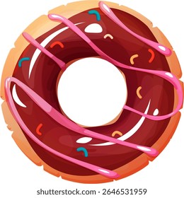 A vector image of a tasty round dessert — a donut — featured as a print on an inflatable swim ring. Perfect for advertising and brochures. 