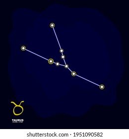 vector image with Taurus zodiac sign and constellation of Taurus for your project