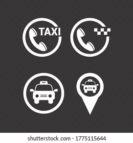 Imagen vectorial. Icono de ubicación del taxi. Imagen sólida básica.