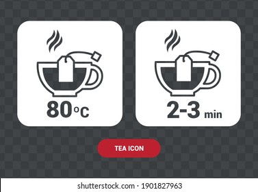 Vector image. Tea drink icon. Tea bag in a cup.