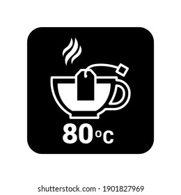 Vector image. Tea drink icon. Tea preparation temperature.