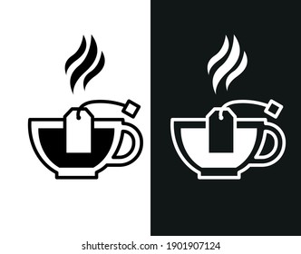 Vector image. Tea drink icon. Tea bag in a cup.
