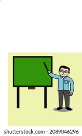 vector image of the teacher explaining in class