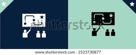 Vector image teacher icon.giving lecture to students
