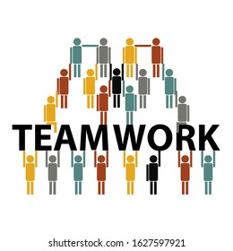Vector image of teamwork. A community of people with a common idea. Teamwork concept, background, logo.