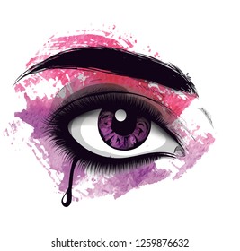 Vector image of tears in the eyes
