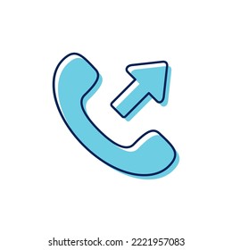 icono de teléfono de imagen vectorial del gancho con flecha hacia fuera con fondo blanco
