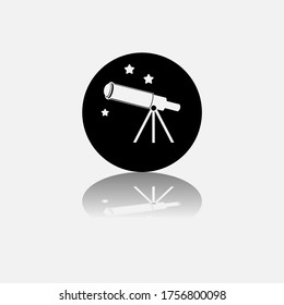 Vector image. Telescope icon. Fantasy button image.