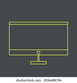 Vector image of televisions and monitors in a golden outline on a gray background, texture of household appliances, display, information output device