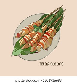 vector image of telur gulung or egg rolls with sauce and mayonnaise topping