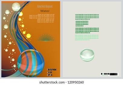 The vector image of a template for the brochure, the ticket and various images of a line, a wave. EPS 10