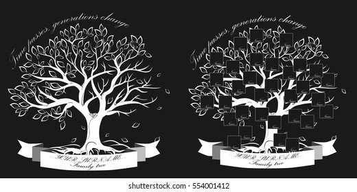 Vector image. Template of family tree isolated on black  background