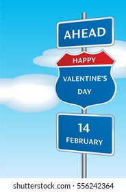 vector image template on the road ahead will be Valentine's Day February 14