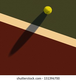 Vector image of a tennis ball on the court