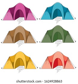 vector image of tents isolated on white background, camping